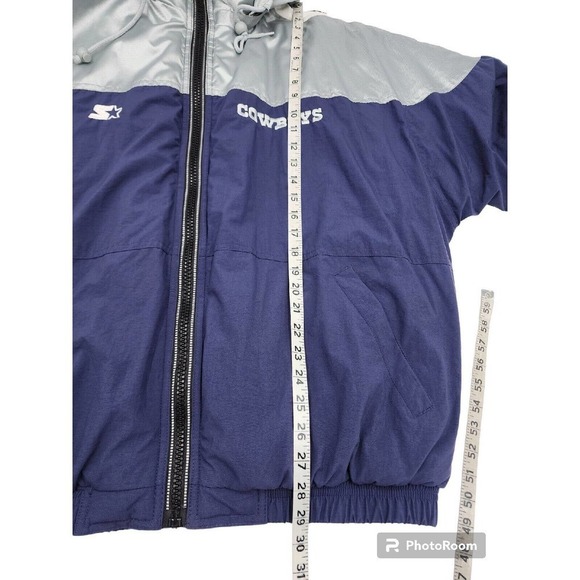Starter Pro Line NFL Dallas Cowboys Puffer Nylon Coat 90s Shiny Men's La… - Picture 10 of 12